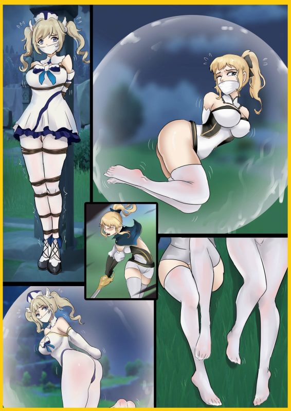 [King]《原神缚——芭芭拉与琴》白丝姐妹花 2人被换上情趣服装 白丝美腿天堂 黏液全包拘束 - 5元站-5元站