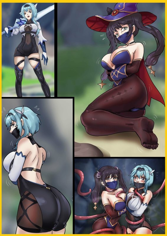 [King]《原神缚——优菈与莫娜》性感的美女骑士与黑丝紧身魔法师的恐怖紧缚 - 5元站-5元站